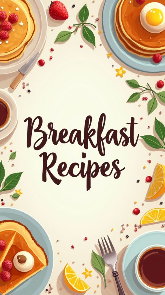 A delicious breakfast spread featuring fluffy pancakes, scrambled eggs, crispy bacon, fresh fruit, and a steaming cup of coffee on a rustic wooden table.