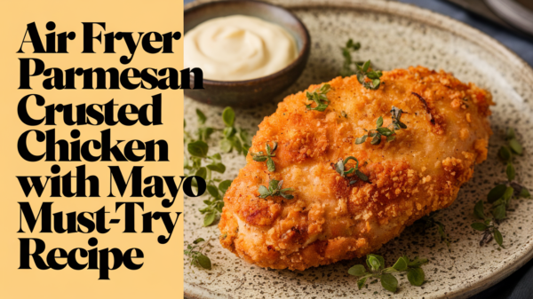 Perfectly golden and crispy Air Fryer Parmesan Crusted Chicken with Mayo, featuring tender, juicy chicken coated in a flavorful Parmesan crust – a quick and delicious recipe perfect for dinner.