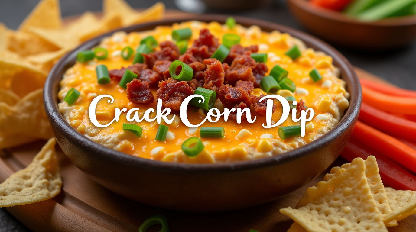Delicious Crack Corn Dip served in a bowl, garnished with fresh green onions and a side of tortilla chips for dipping.