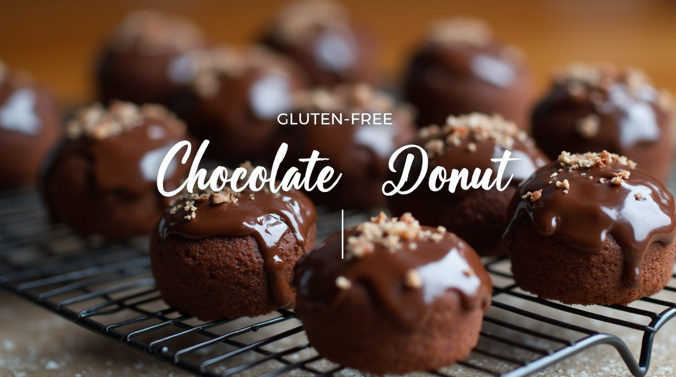 A plate of soft, gluten-free baked chocolate donut holes dusted with powdered sugar, ready to be enjoyed.