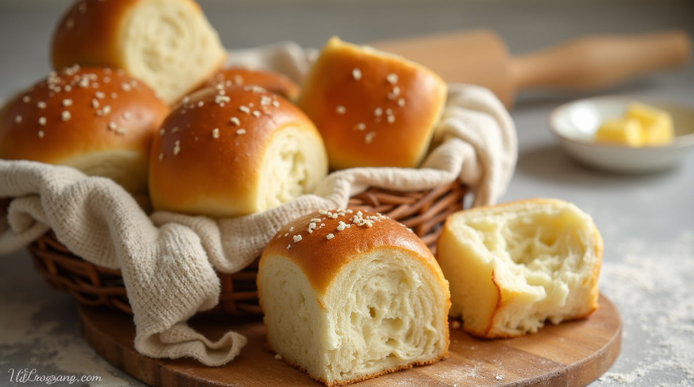 Freshly baked no-knead sandwich rolls, ready to be served in just 2 hours.