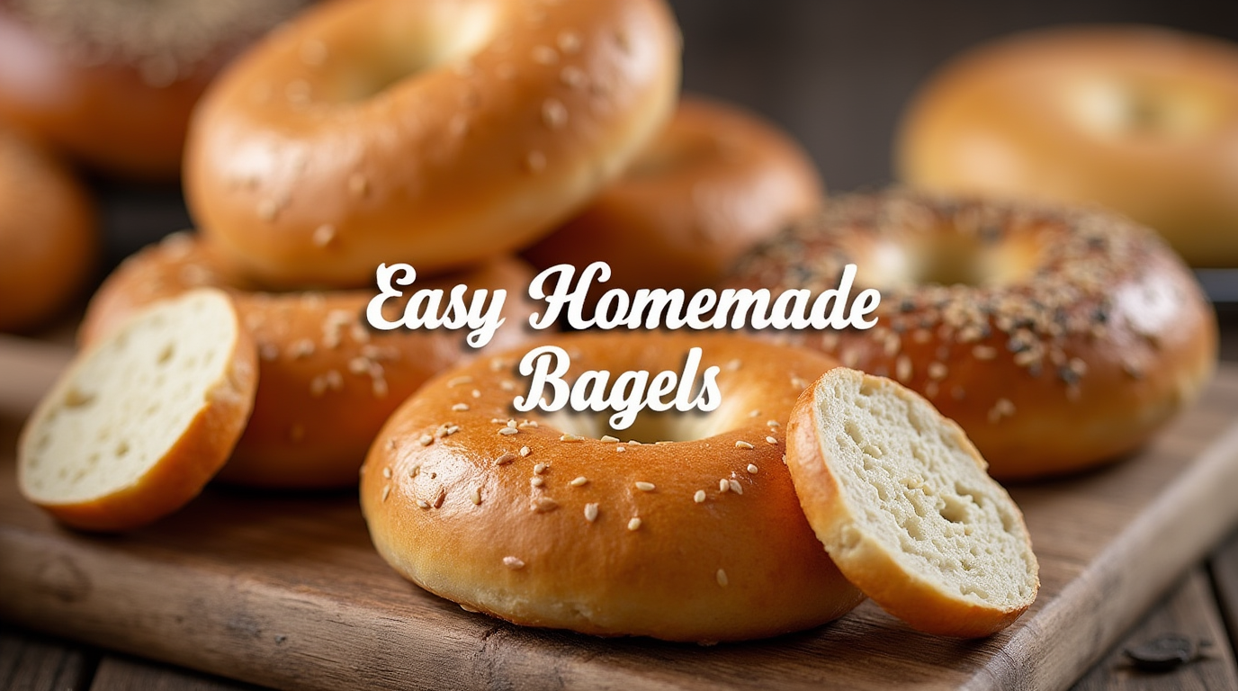 A batch of golden, freshly baked homemade bagels with a crisp crust and soft, chewy interior, some topped with sesame and poppy seeds.