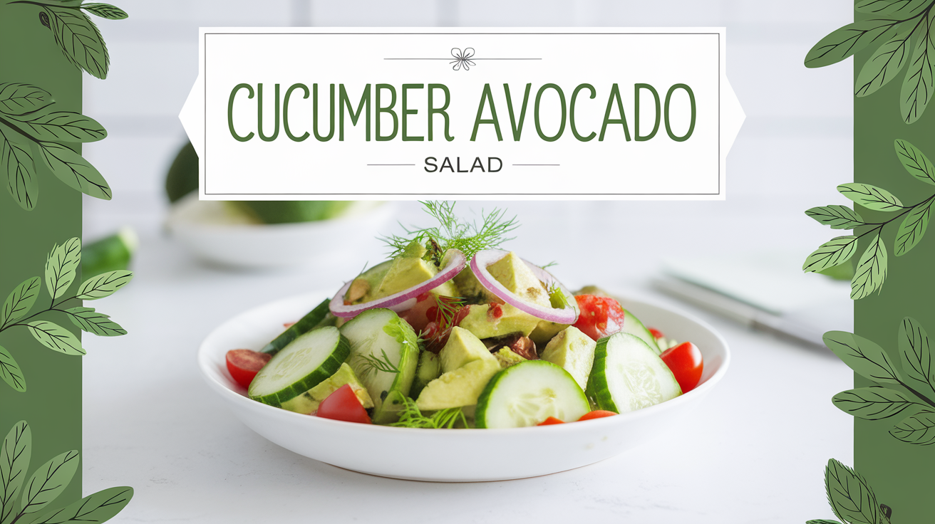 Fresh cucumber avocado salad with cherry tomatoes, red onion, and cilantro, tossed in a light lemon vinaigrette.