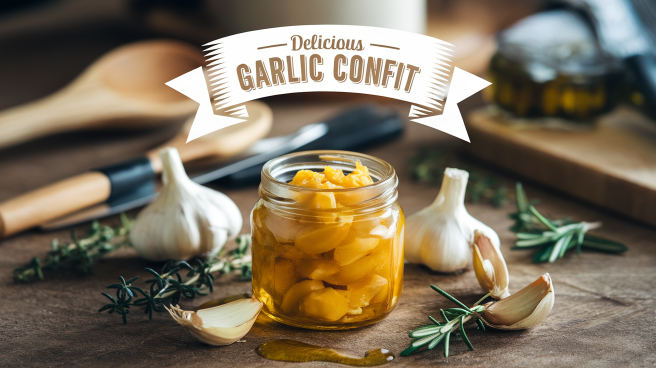 Close-up of golden, caramelized garlic cloves in oil, ready to be used in cooking or as a garnish.