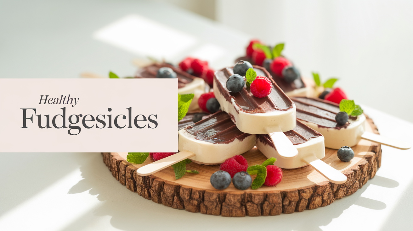 Delicious homemade healthy fudgesicles made with wholesome ingredients, served on a plate.